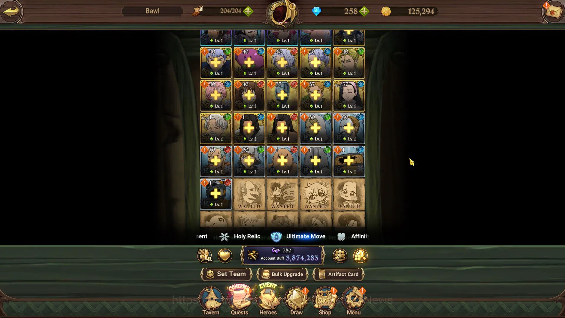 The Seven Deadly Sins: Grand Cross Accounts Midgame Asia|3,8M CC|258 DM|2 LR+8 UR+Collab 10