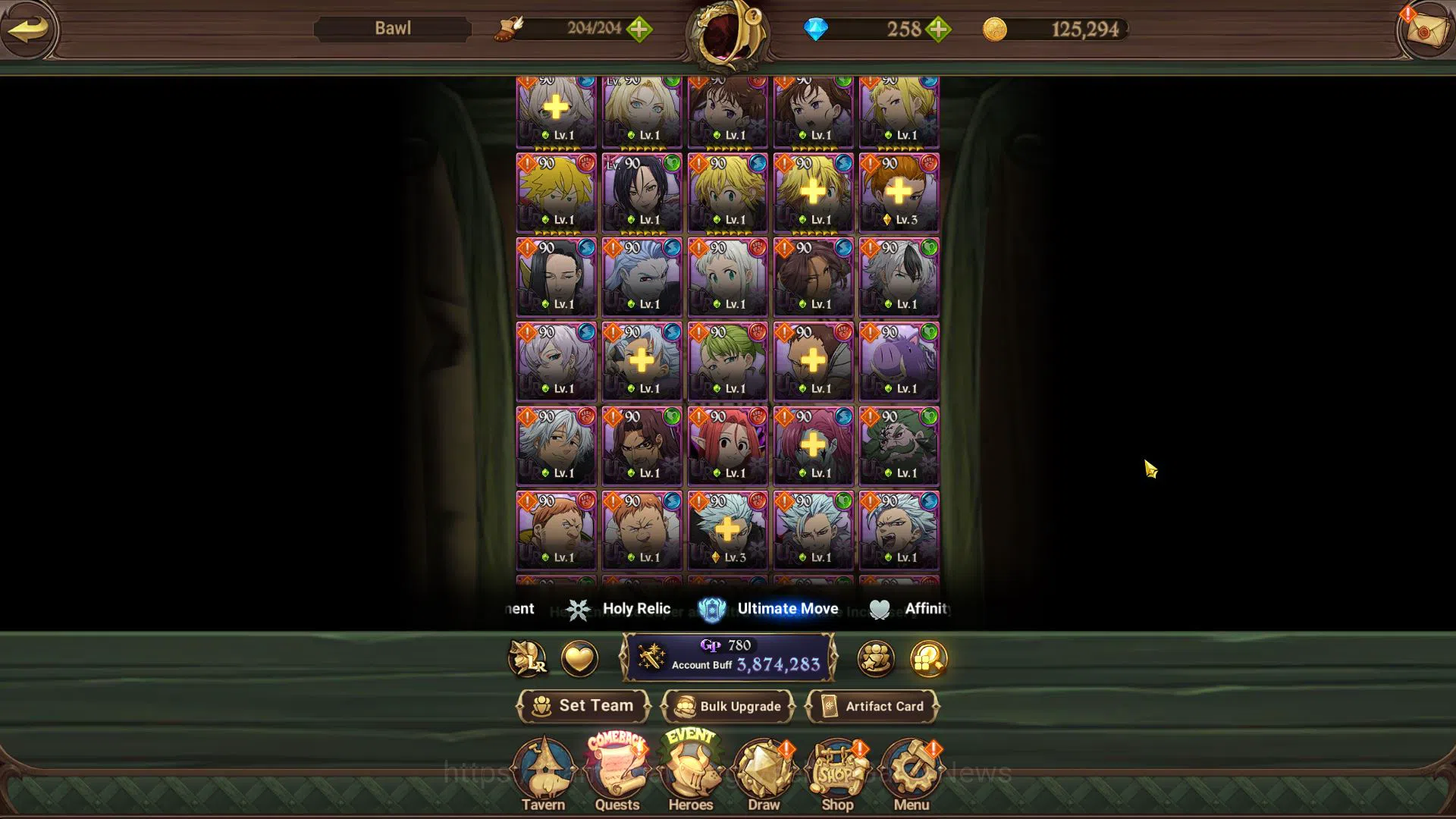 The Seven Deadly Sins: Grand Cross Accounts Midgame Asia|3,8M CC|258 DM|2 LR+8 UR+Collab 7