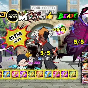 Bleach: Brave Souls Accounts High-End MIA#214 > 49k ORBS > 100% Accessory Completion