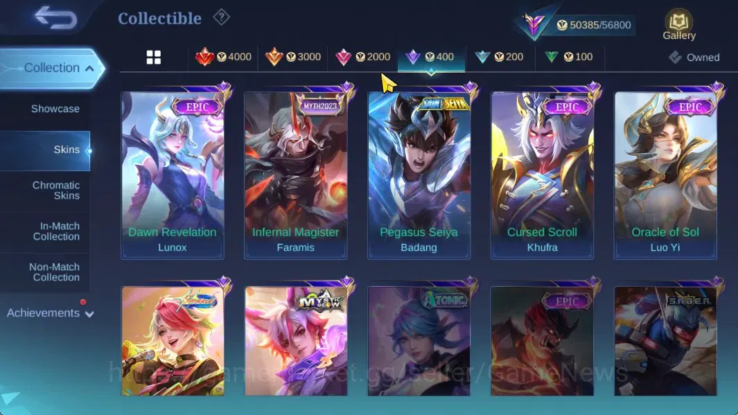 Mobile Legends: Bang Bang Accounts Hero 126|Skin 244|Highest Immo 103|KOF Aurora,Spar image 11