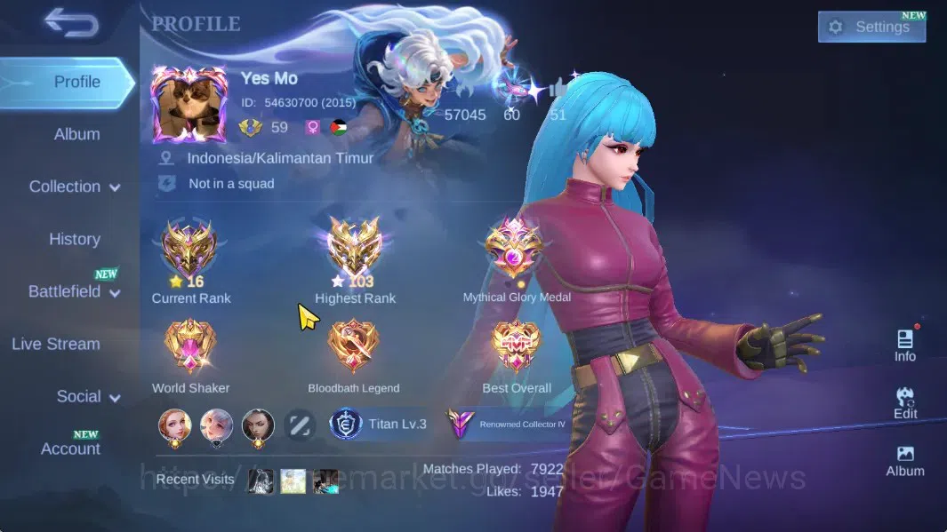 Mobile Legends: Bang Bang Accounts Hero 126|Skin 244|Highest Immo 103|KOF Aurora,Spar image 3