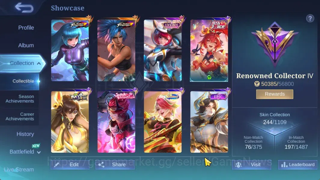 Mobile Legends: Bang Bang Accounts Hero 126|Skin 244|Highest Immo 103|KOF Aurora,Spar image 4