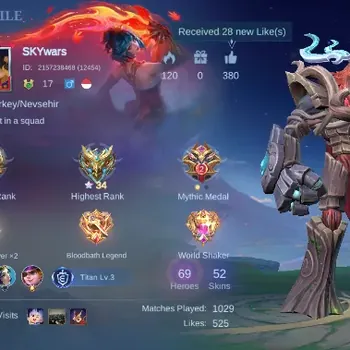 Mobile Legends: Bang Bang Accounts Others Hero 69|Skin 52|Junior|Lightborn Fanny|Epic Gatot+Nana|5 Special|Excl Recall|10th