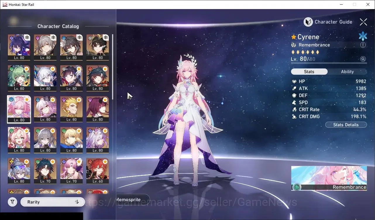 Honkai Star Rail Accounts Others Asia|TL 70|Castorice PremTeam|18 Limited|(Castorice,SW999,Cyrene E4,Yao Guang)+Sign 1