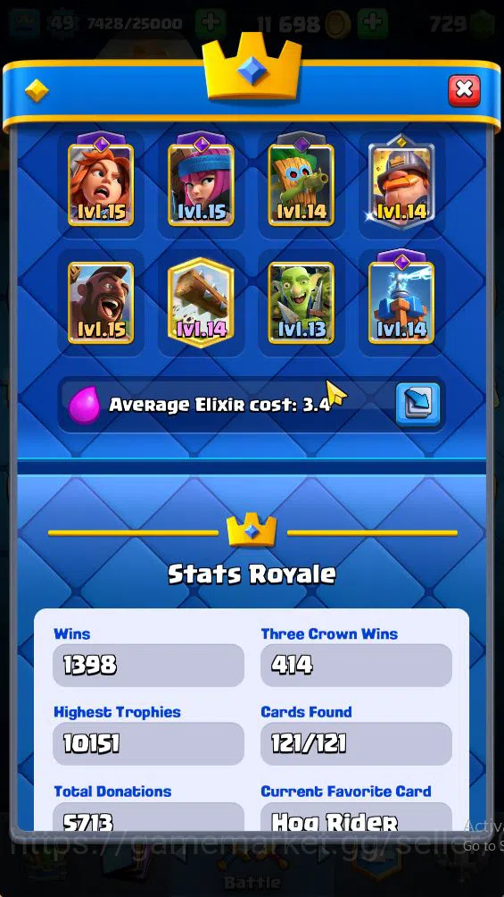 Clash Royale Accounts Midgame Lv 49|Trophy 10151|KTL 14|Limited Skin|Card 121| 2 Hero 13 EVO 8 Champ 21 Legendary 33 Epic 30 4