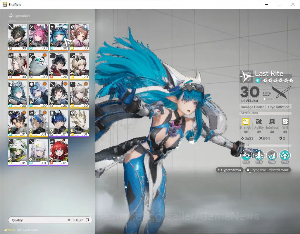 Arknights: Endfield Accounts ASIA|Lv 22|Starter|SSR 4(1Limit) +6(*6WP)| (Yvonne) ArdeliaP1+sign,Last Rite,Pogranichnik |Oro 2