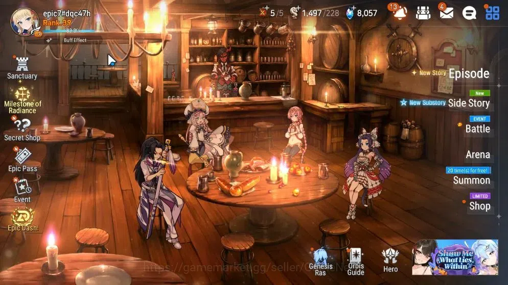 Epic Seven Accounts Starter Global UnVerif|New Era|4 ML(Tidal R Elvira,NM Luna,BM Haste,SE Celine)+Ray,Tenebria,etc|8K 1