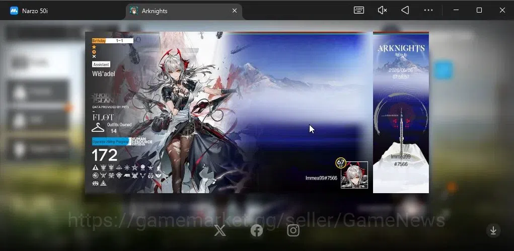 Arknights Accounts Lv 67|172 OP+14 Skin|20K Orundum 134 Originium|9 L image 3
