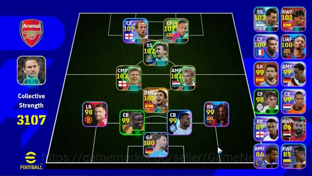 eFootball Accounts Legends & Iconic Players Android|Big Time Rodri '26|Epic Dennis Bergkamp,Gerrard,Aubameyang,Shevchenko|4 1