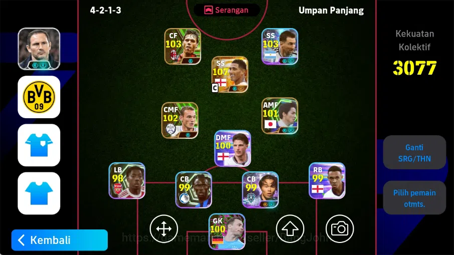 eFootball Accounts Others Mobile|PW 3077|New Jude Bellingham Big T,Show T Lionel Messi+Tsujioka Yuma,Epic WesleySneijder+Ono 1