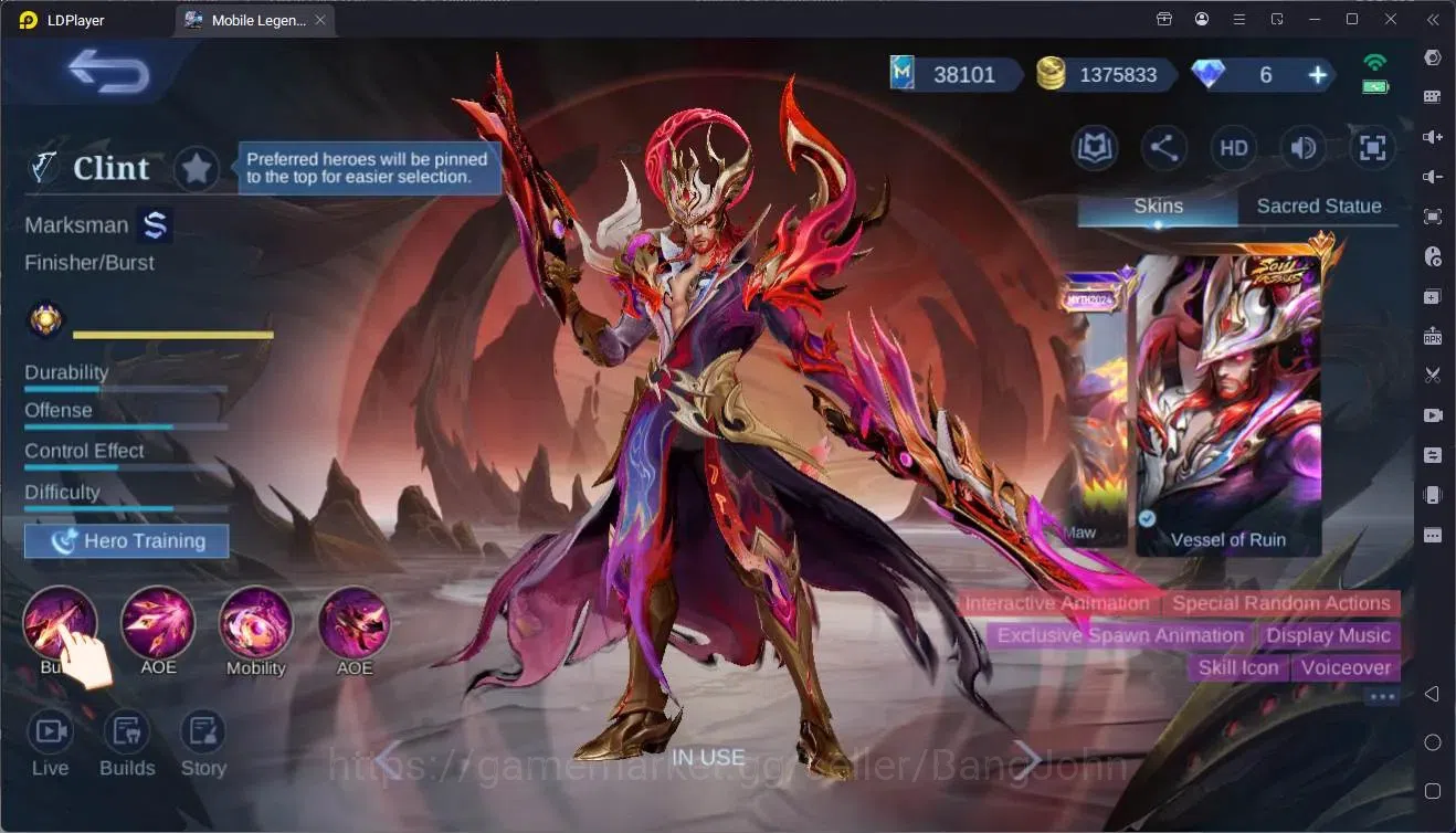 Mobile Legends: Bang Bang Accounts GlobalHero 132|Skin 575|Mega|Legend Franco,Lunox|S image 7