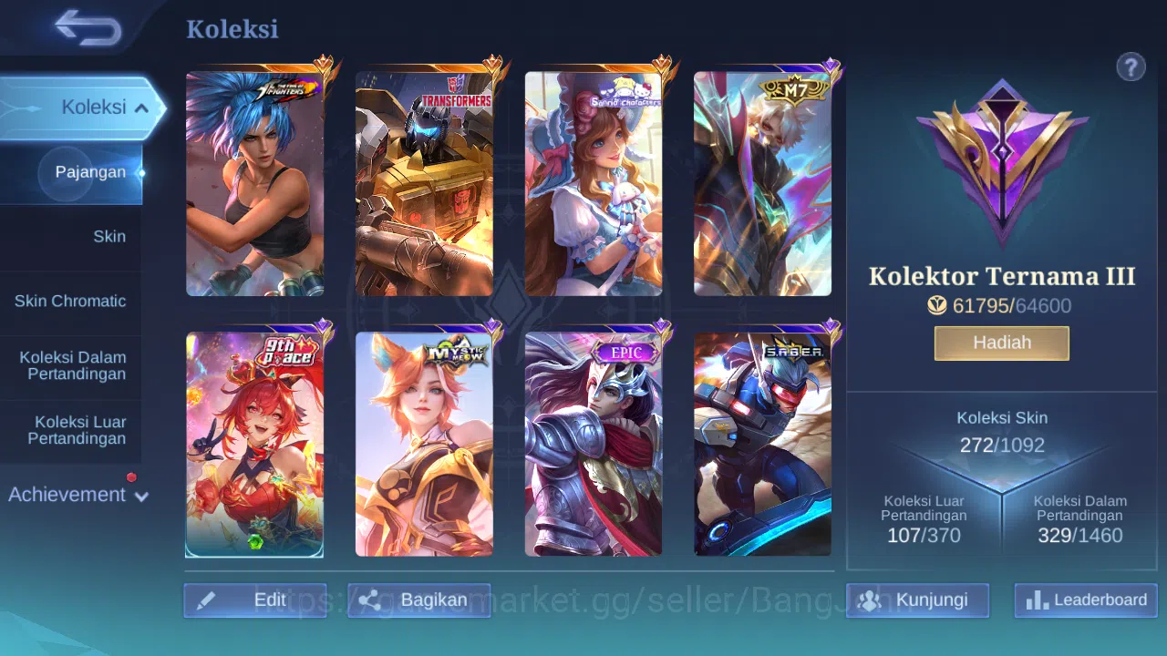 Mobile Legends: Bang Bang Accounts Hero 132 Skin 272 | KOF Karina | Transformers Roge image 11