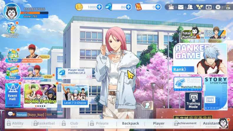 Kuroko's Basketball Street Rivals Accounts SEA SV014|Fresh Starter Lv2|Miracle Tetsuya + 3 Other Character + Some Ticket|Ch1 2