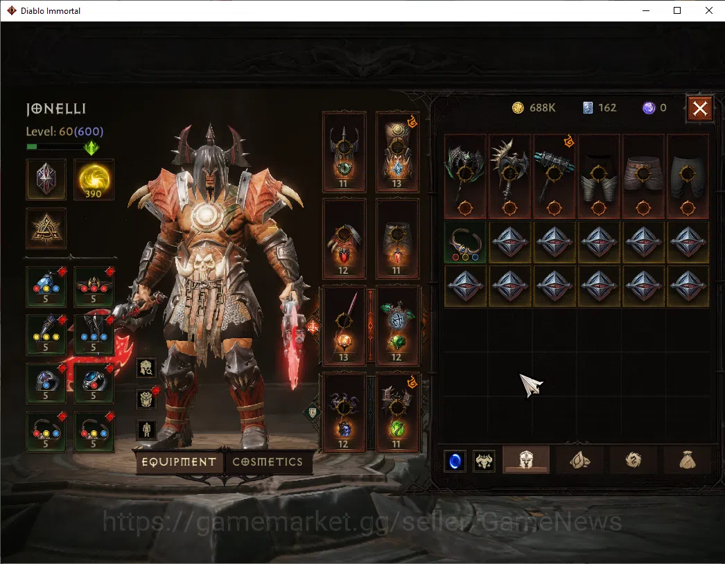 Diablo Immortal Accounts SEA - Izual|CS ON|Lv60(600)|Barbarian|CR 35k|Reso  image 5
