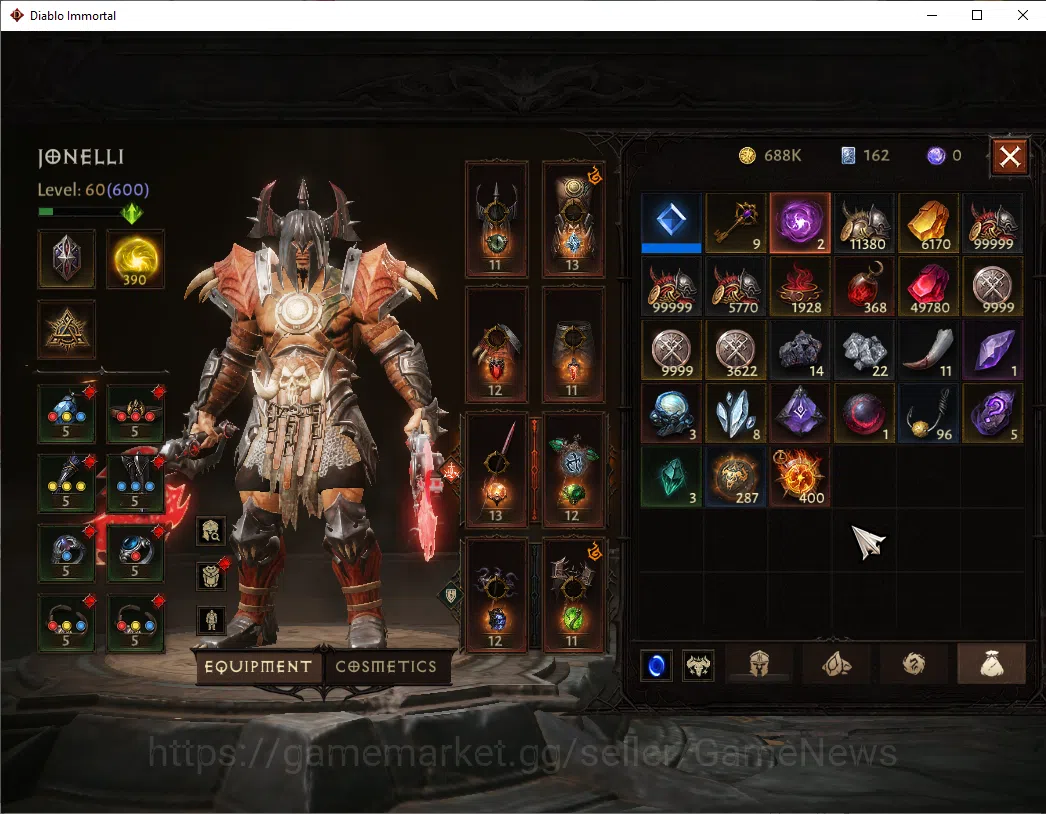 Diablo Immortal Accounts SEA - Izual|CS ON|Lv60(600)|Barbarian|CR 35k|Reso  image 8
