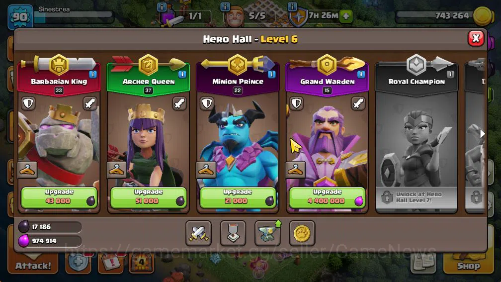 Clash of Clans Accounts TH 12 - BH 6|LV 90|660 Gems|HH 6|BK 33,AQ 37,GW 15 image 1