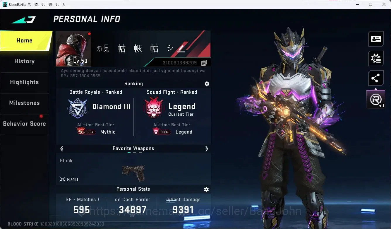 Blood Strike Accounts ASIA | L50 Legend|1 ETERNAL: Desert Eagle-Scorpius image 1