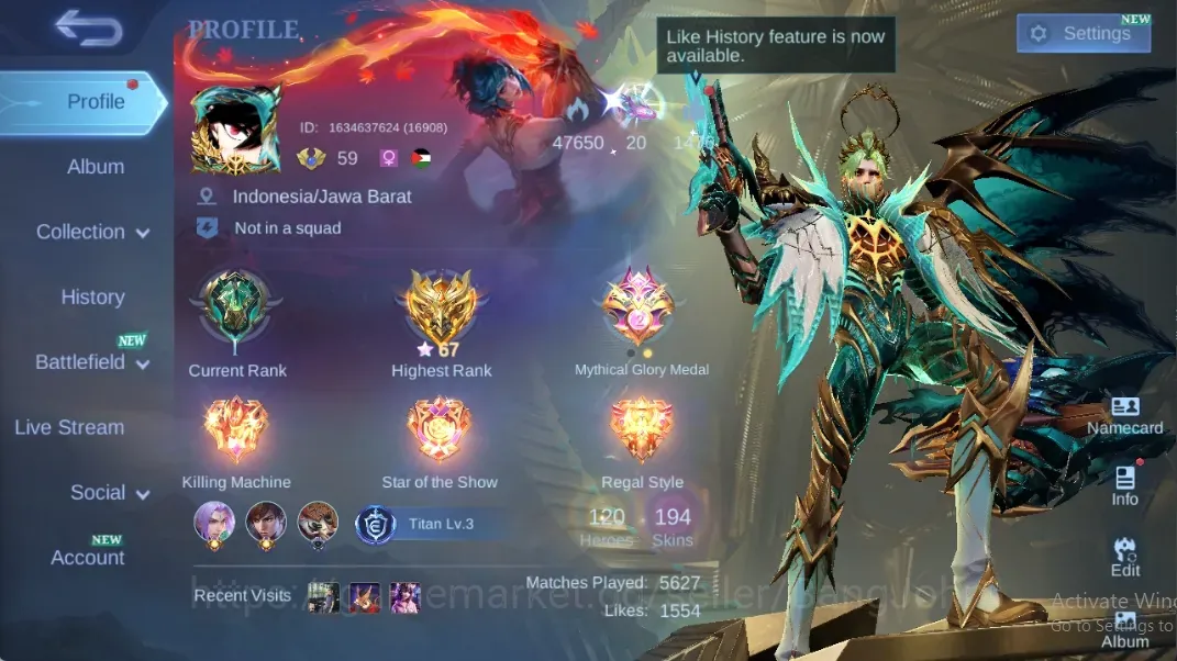 Mobile Legends: Bang Bang Accounts Collector Global|194S|Renowned|PRIME Granger,DragonTamer Ling Kimmy,SABER Freya Jonhson 1