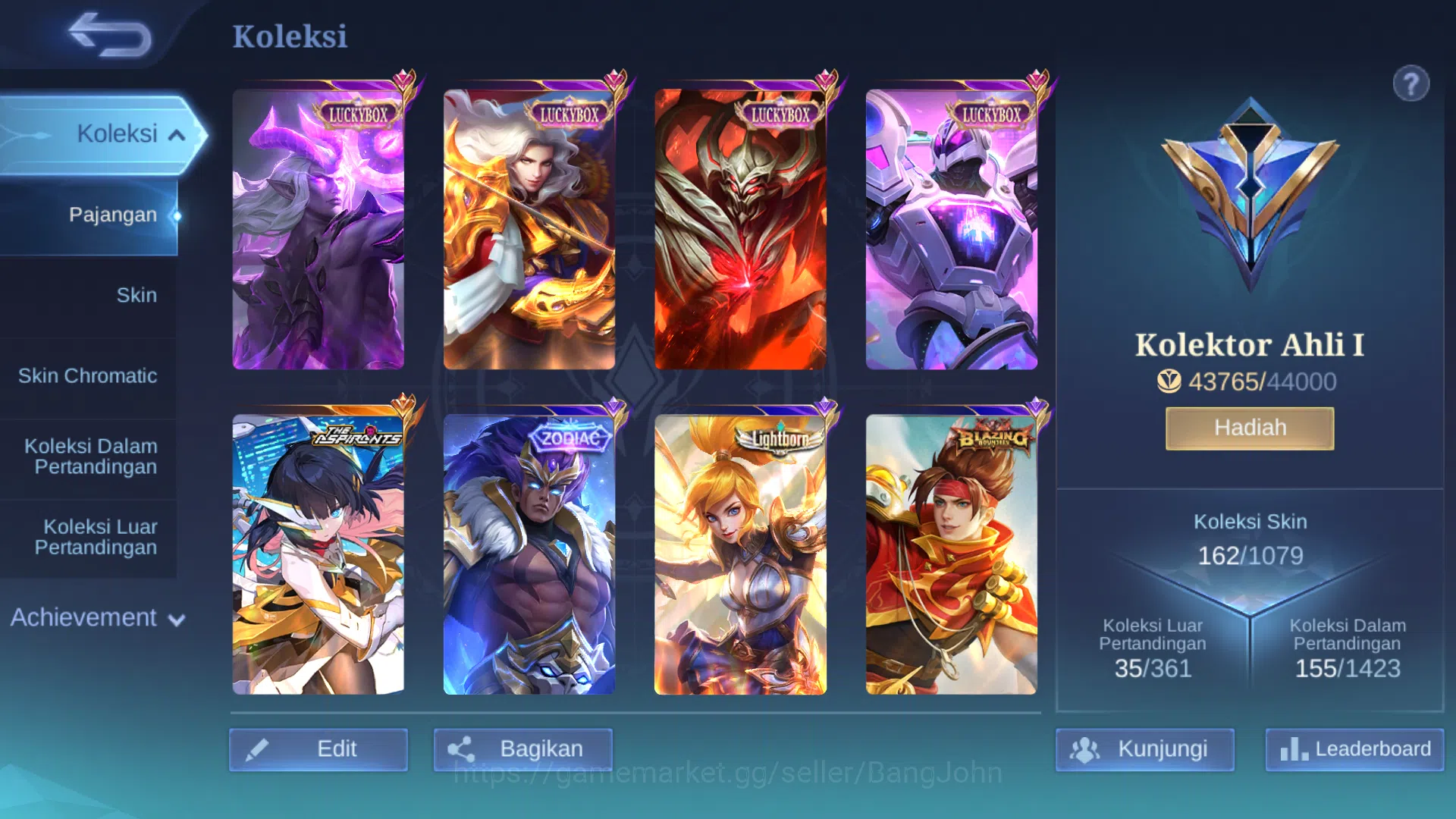 Mobile Legends: Bang Bang Accounts Hero 62 | Skin 162 | Aspirant Ruby | Luckybox Lanc image 11