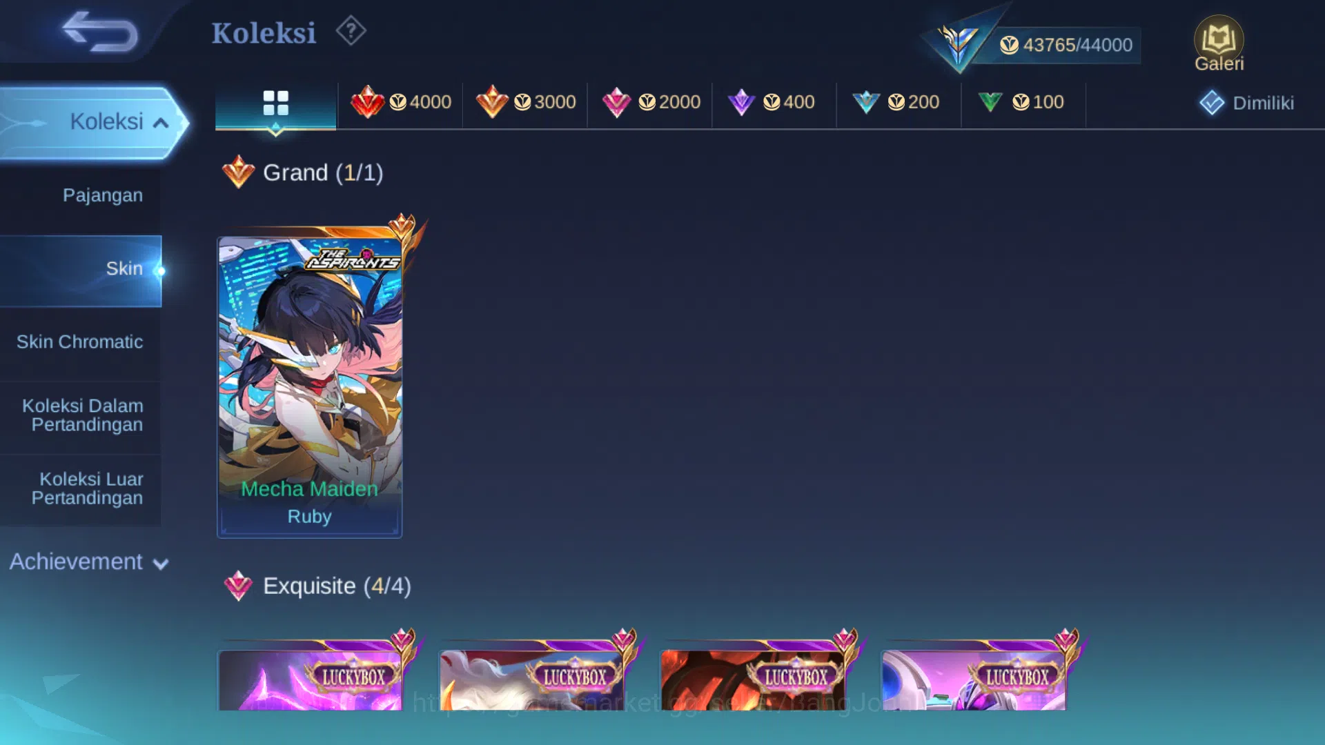 Mobile Legends: Bang Bang Accounts Hero 62 | Skin 162 | Aspirant Ruby | Luckybox Lanc image 2