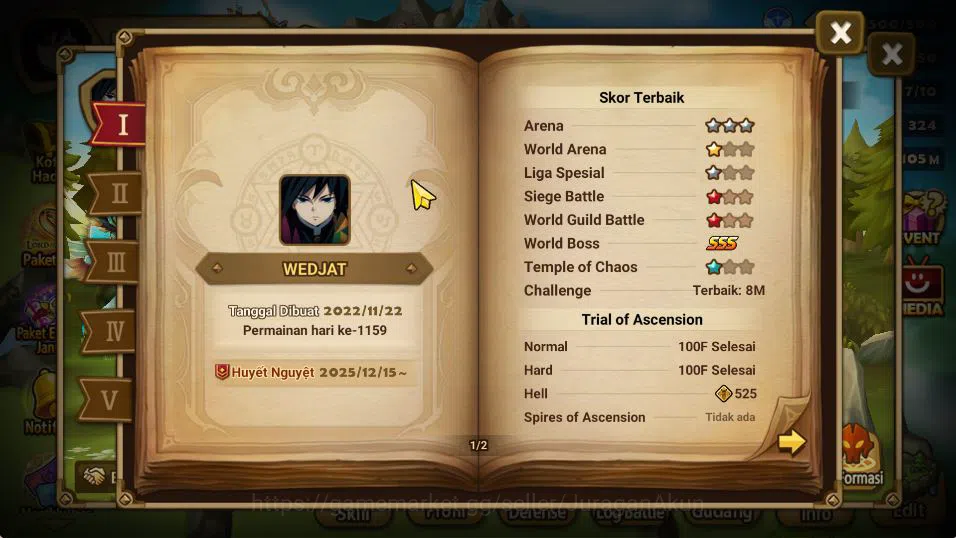 Summoners War: Sky Arena Accounts Mid-Game ASIA Lv 100|2 LD[Kiki,Wedjat]|69+ NB5(Laika,Nora,Amber,Etc)+157 6* Monster|Many 2