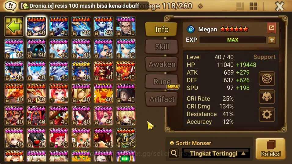 Summoners War: Sky Arena Accounts Mid-Game ASIA Lv 100|2 LD[Kiki,Wedjat]|69+ NB5(Laika,Nora,Amber,Etc)+157 6* Monster|Many 6