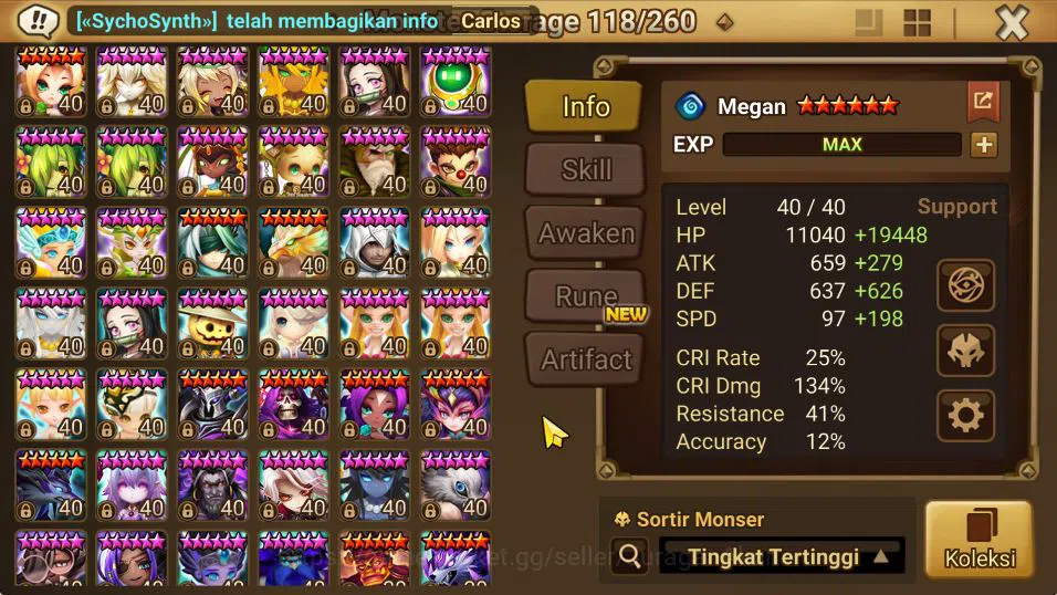 Summoners War: Sky Arena Accounts Mid-Game ASIA Lv 100|2 LD[Kiki,Wedjat]|69+ NB5(Laika,Nora,Amber,Etc)+157 6* Monster|Many 7