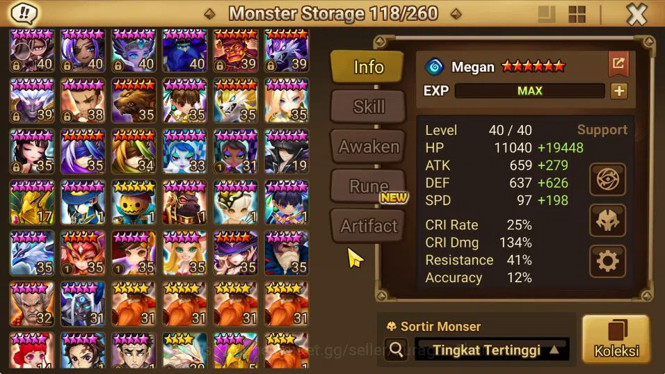 Summoners War: Sky Arena Accounts Mid-Game ASIA Lv 100|2 LD[Kiki,Wedjat]|69+ NB5(Laika,Nora,Amber,Etc)+157 6* Monster|Many 8