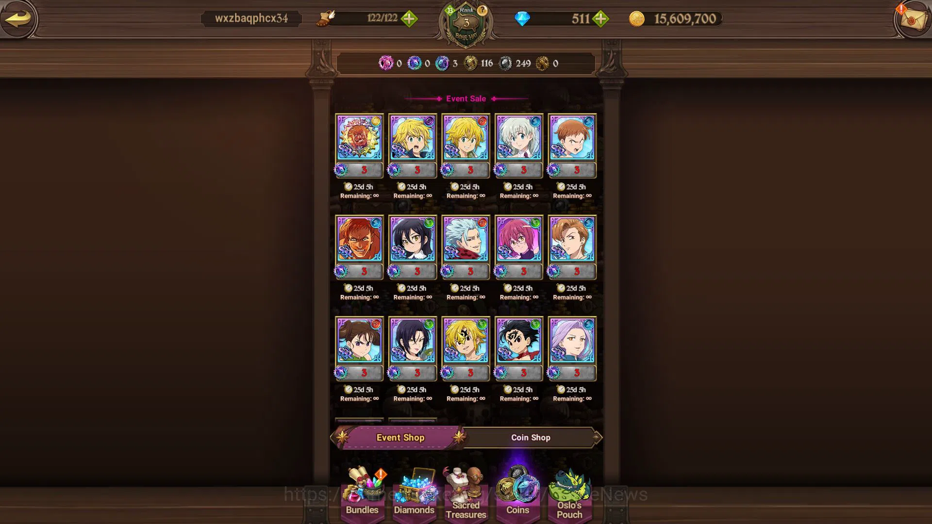 The Seven Deadly Sins: Grand Cross Accounts Global |418K CC|Starter Ch1|511 Dm|2 UR + Collab O image 5