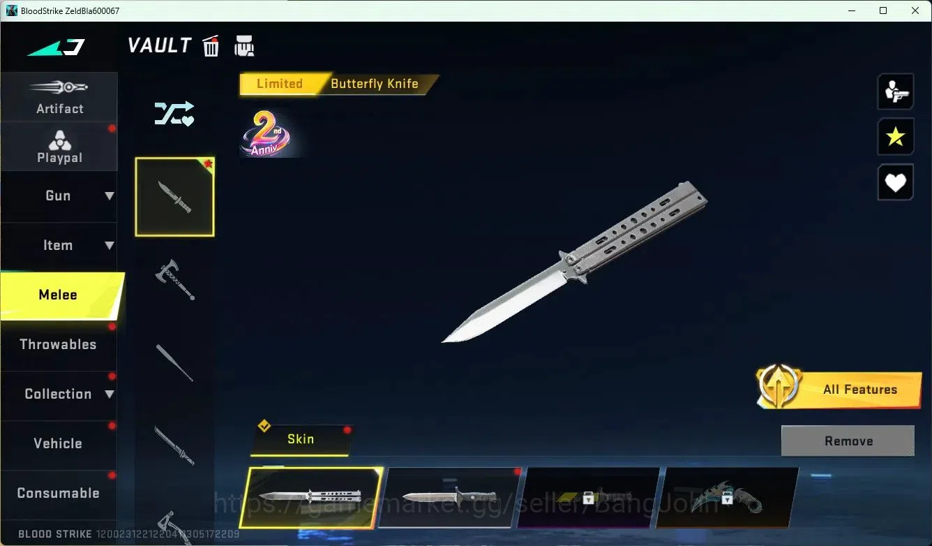 Blood Strike Accounts ASIA| Limited Butterfly Knife (2nd Anniv) | 2 7DS image 12