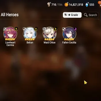 Epic Seven Accounts High-End GLOBAL UnVerif|New Era|4 ML(Belian,LH Cermia,Maid Chloe,Etc)+Ivana,Iseria,Landy,etc|Poh ON|Abys