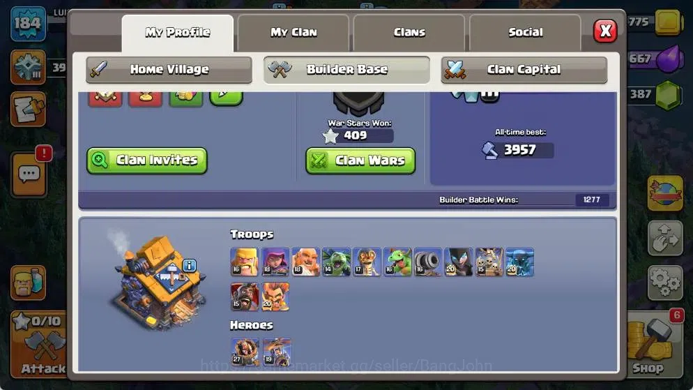 Clash of Clans Accounts Global |TH 15-BH 10|LVL 184|AQ 84 ,MP 51 ,GW 51 ,R image 15