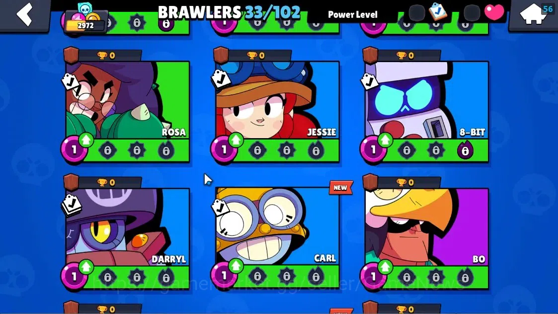 Brawl Stars Accounts 2972 Trophy|33 Brawlers 3 Max Lvl[Colt,Emz,Pearl]|1 Mythic (Porcelain Pearl),11 Epic Skin,etc|3502 10