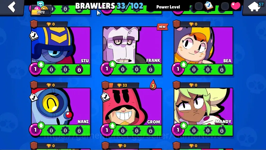 Brawl Stars Accounts 2972 Trophy|33 Brawlers 3 Max Lvl[Colt,Emz,Pearl]|1 Mythic (Porcelain Pearl),11 Epic Skin,etc|3502 11