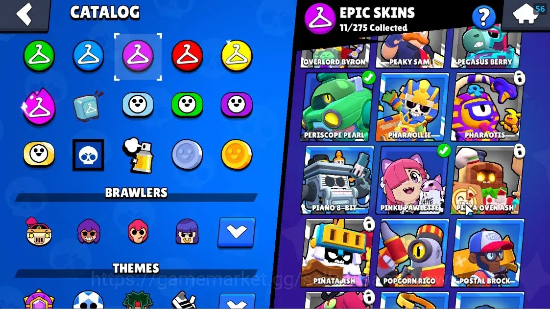 Brawl Stars Accounts 2972 Trophy|33 Brawlers 3 Max Lvl[Colt,Emz,Pearl]|1 Mythic (Porcelain Pearl),11 Epic Skin,etc|3502 19