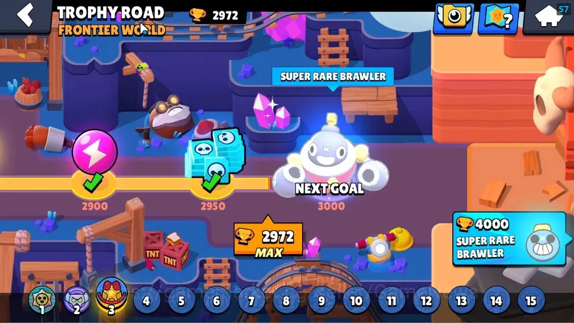 Brawl Stars Accounts 2972 Trophy|33 Brawlers 3 Max Lvl[Colt,Emz,Pearl]|1 Mythic (Porcelain Pearl),11 Epic Skin,etc|3502 5