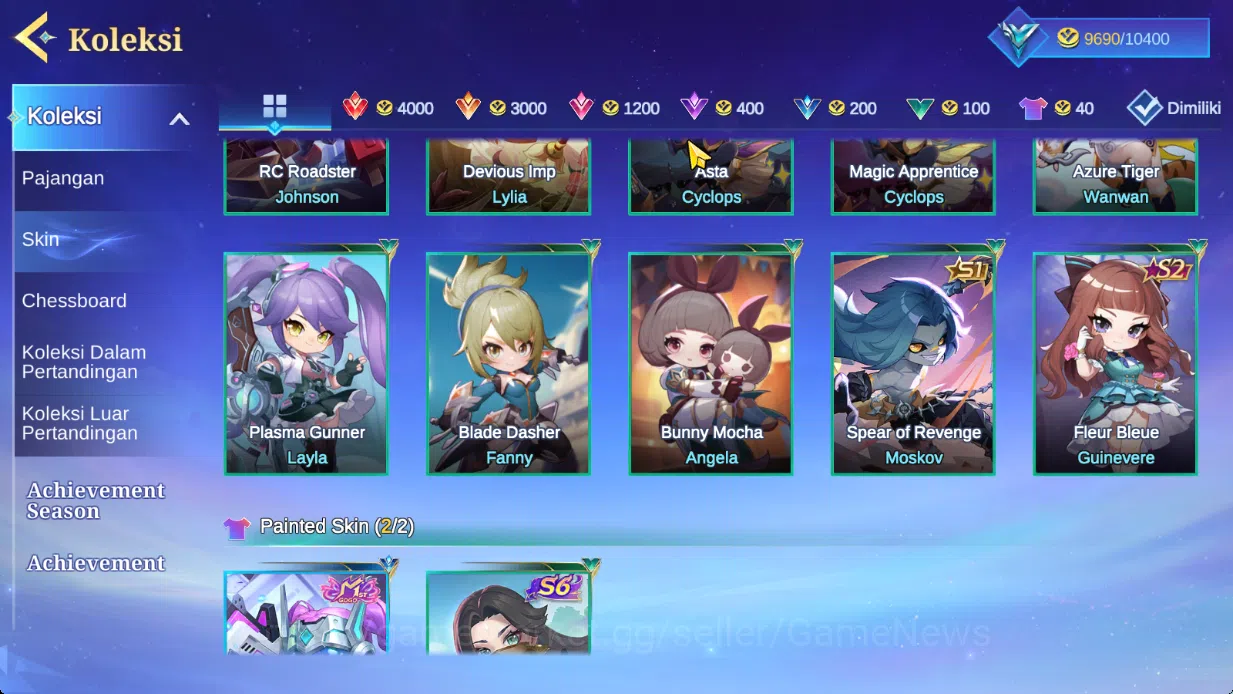 Magic Chess: Go Go Accounts Mythic 41|Bonus MLBB|36 Commander 9 Max|7 Chessboard|Magical (Cybercity),2 Epic,Etc|21 Skin|4 11
