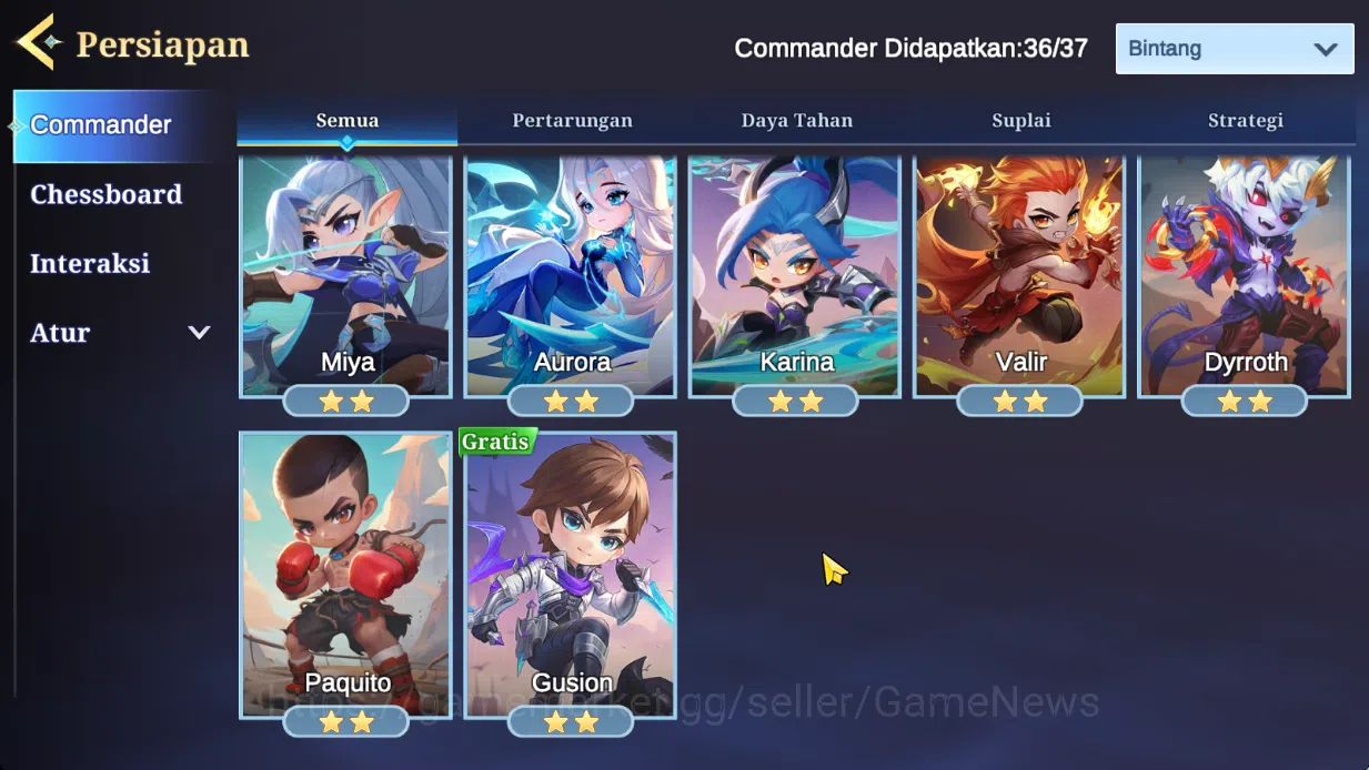 Magic Chess: Go Go Accounts Mythic 41|Bonus MLBB|36 Commander 9 Max|7 Chessboard|Magical (Cybercity),2 Epic,Etc|21 Skin|4 16