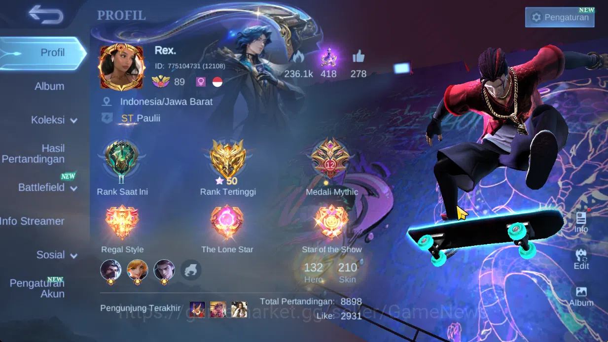 Magic Chess: Go Go Accounts Mythic 41|Bonus MLBB|36 Commander 9 Max|7 Chessboard|Magical (Cybercity),2 Epic,Etc|21 Skin|4 19