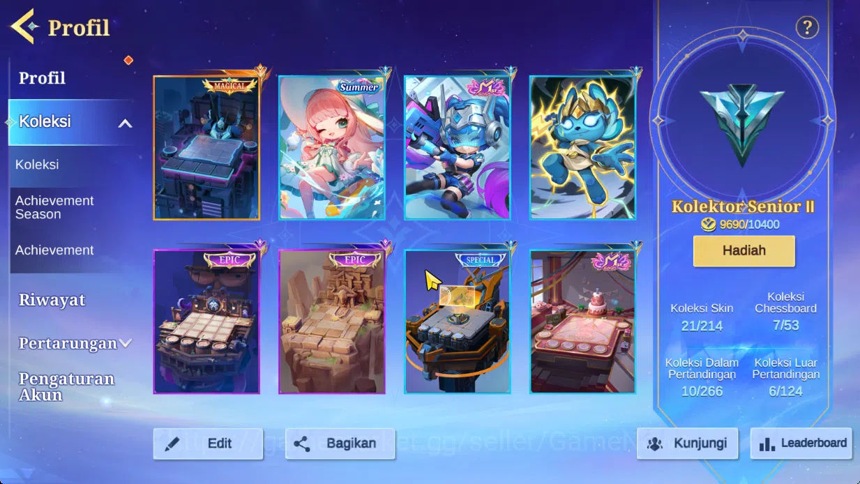 Magic Chess: Go Go Accounts Mythic 41|Bonus MLBB|36 Commander 9 Max|7 Chessboard|Magical (Cybercity),2 Epic,Etc|21 Skin|4 3