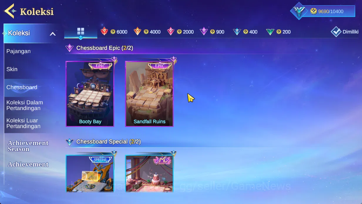 Magic Chess: Go Go Accounts Mythic 41|Bonus MLBB|36 Commander 9 Max|7 Chessboard|Magical (Cybercity),2 Epic,Etc|21 Skin|4 7