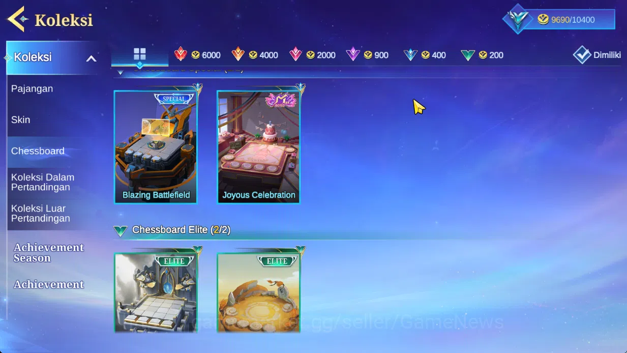 Magic Chess: Go Go Accounts Mythic 41|Bonus MLBB|36 Commander 9 Max|7 Chessboard|Magical (Cybercity),2 Epic,Etc|21 Skin|4 8