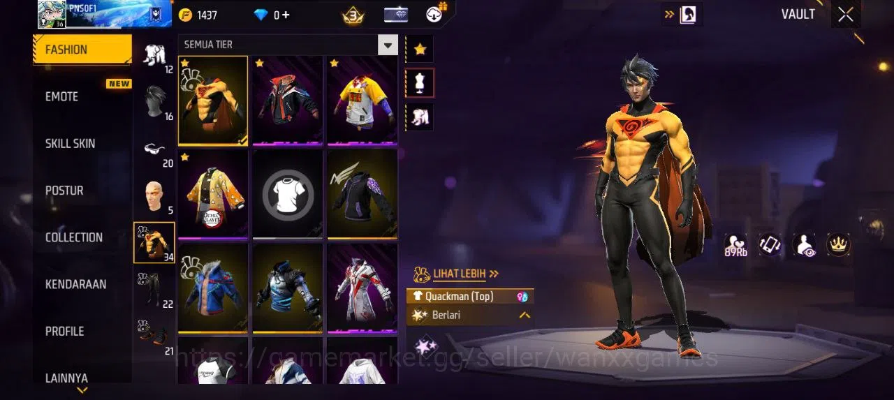 Free Fire Accounts Indonesia | AKUN LVL 36 SG HAND OF HOPE VAULT 34 EMOTE 9 KATANA LOBY 1 TAS 10 SKYWING 1 WEAPON 37 | W051 3