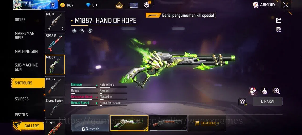 Free Fire Accounts Indonesia | AKUN LVL 36 SG HAND OF HOPE VAULT 34 EMOTE 9 KATANA LOBY 1 TAS 10 SKYWING 1 WEAPON 37 | W051 6