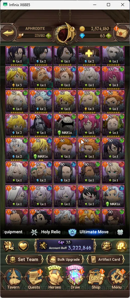 The Seven Deadly Sins: Grand Cross Accounts Global | 3.2M CC |1 LR | Salos, Merlin Esca, Chaos image 3