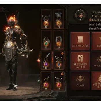 Diablo Immortal Accounts High-End NA - High Heavens | 60(436) Warlock - Brawler | CR 31656 | Reso 390 | Inverno I | Varog