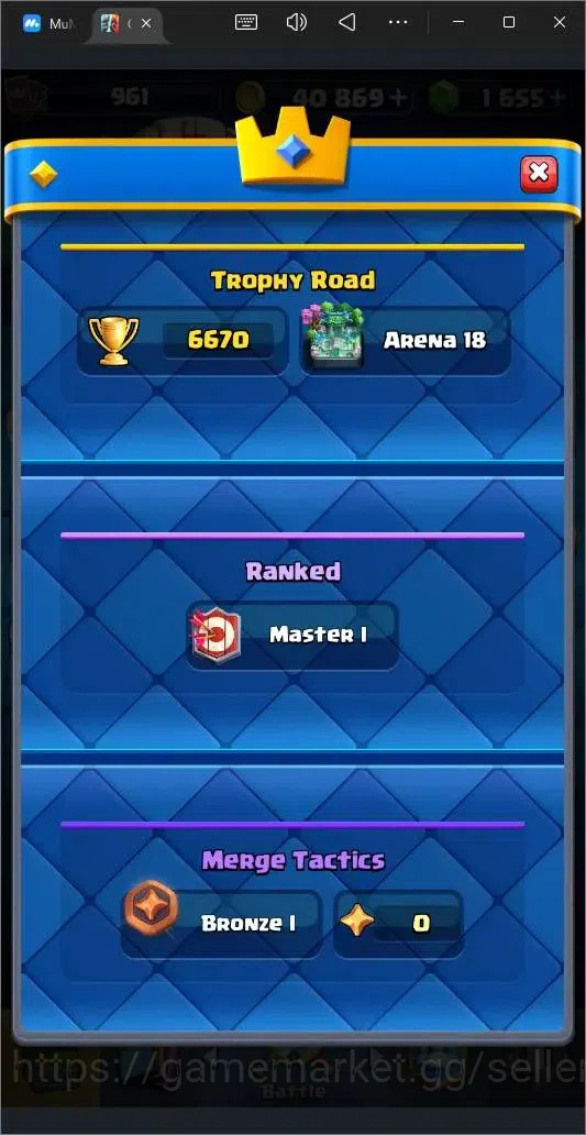 Clash Royale Accounts High-End Global |CL 961|KTL 12|Trophy 6670|113 Cards|2 Champ|3 Hero|7 Evo|40k Gold|1.6k Gems|Proteck 4