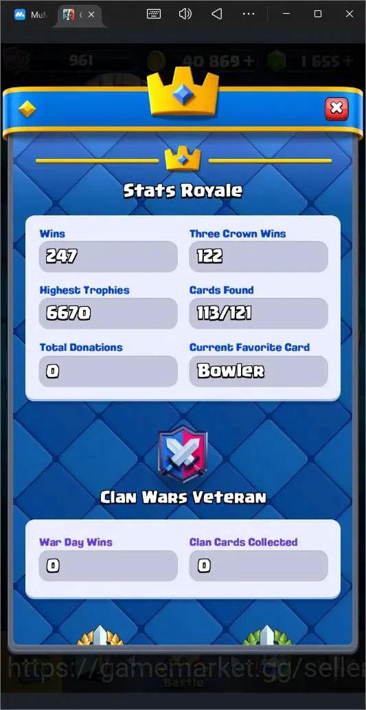 Clash Royale Accounts High-End Global |CL 961|KTL 12|Trophy 6670|113 Cards|2 Champ|3 Hero|7 Evo|40k Gold|1.6k Gems|Proteck 5