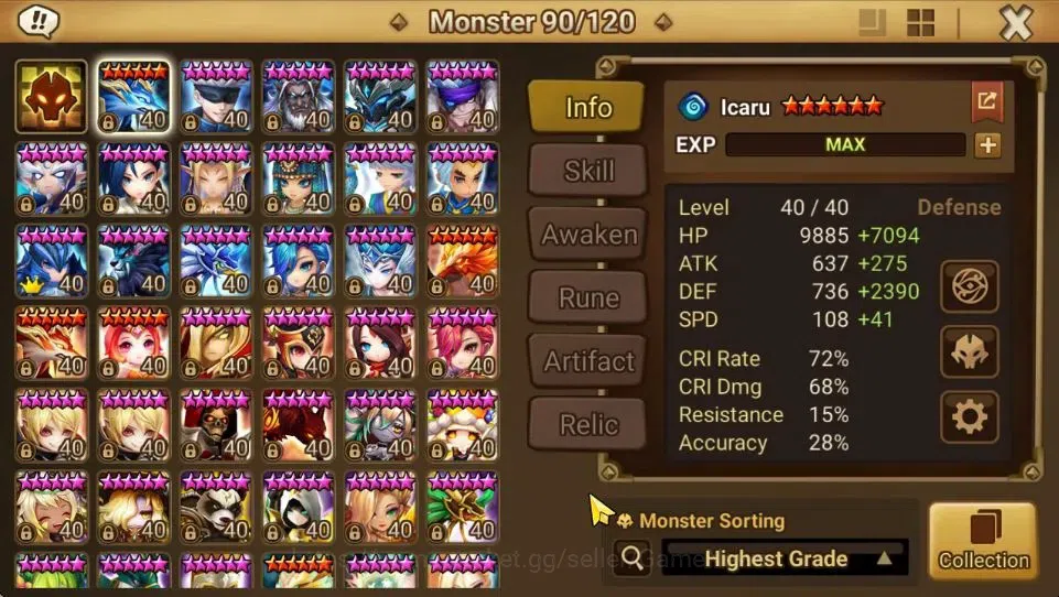 Summoners War: Sky Arena Accounts End-Game GLOBAL Lv 92|3 LD[Artamiel,Rick,Dr Albert]|36 Total NB5[Shi Hou,Vanessa,Etc]+72 10