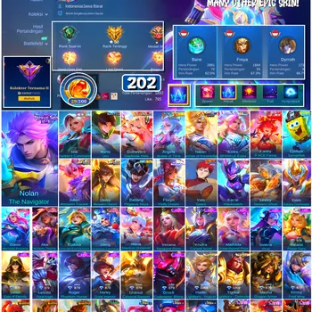 Mobile Legends: Bang Bang Accounts #4434 202 Skins | Floryn Fluffy Dream (SANRIO) | Martis Levi (ATTACK ON TITAN) | Badang